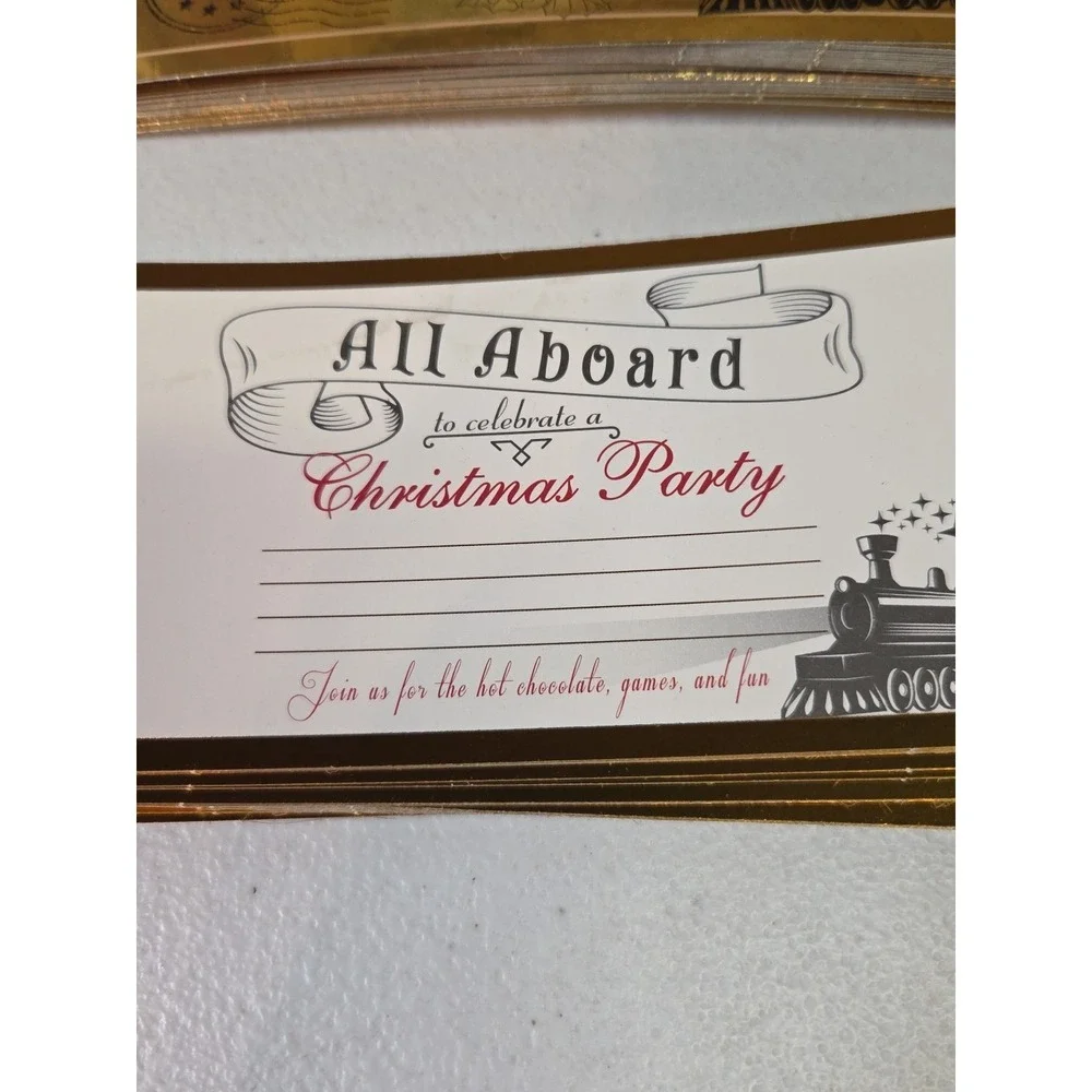 Gold Foil Believe Polar Express Train Ride Tickets Stickers & Invitations 40 Eac